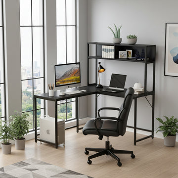 Modern L-Shape Desk with Hutch Bookshelf | TV9-003