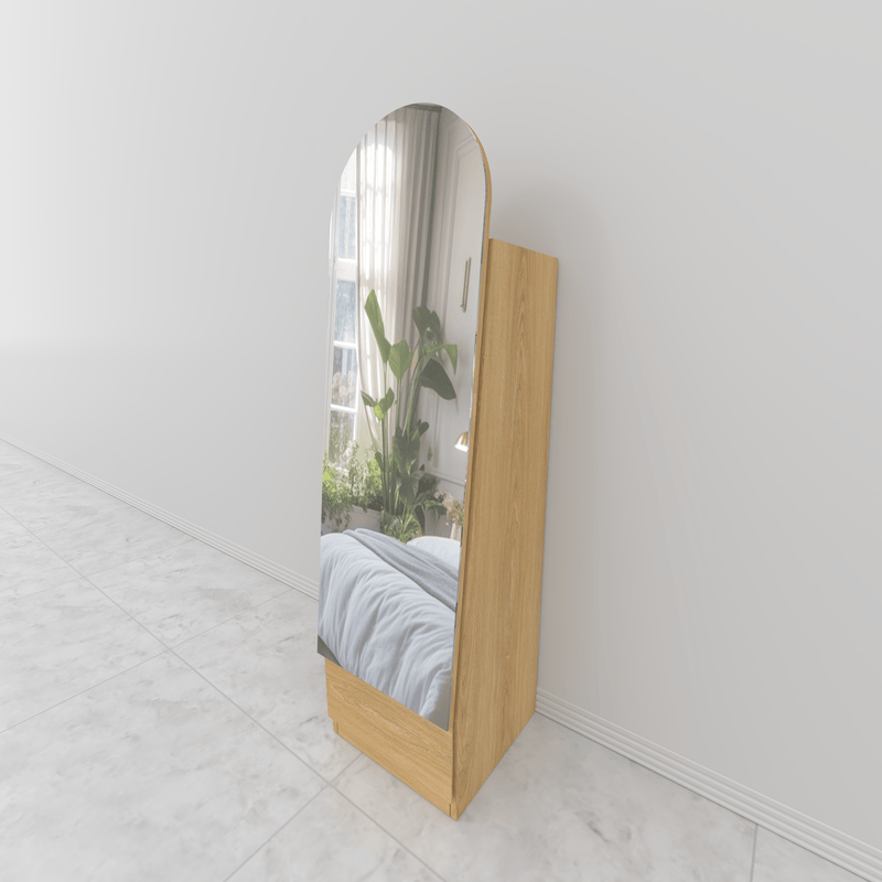 Space-saving white bedroom dresser with mirror and storage for modern homes