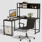 Modern L-Shape Desk with Hutch Bookshelf | TV9-003