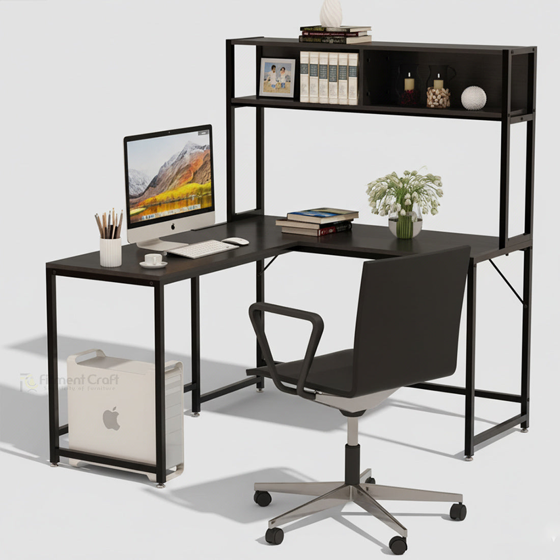 Modern L-Shape Desk with Hutch Bookshelf | TV9-003