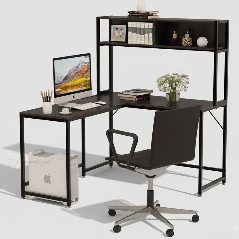 Modern L-Shape Desk with Hutch Bookshelf | TV9-003