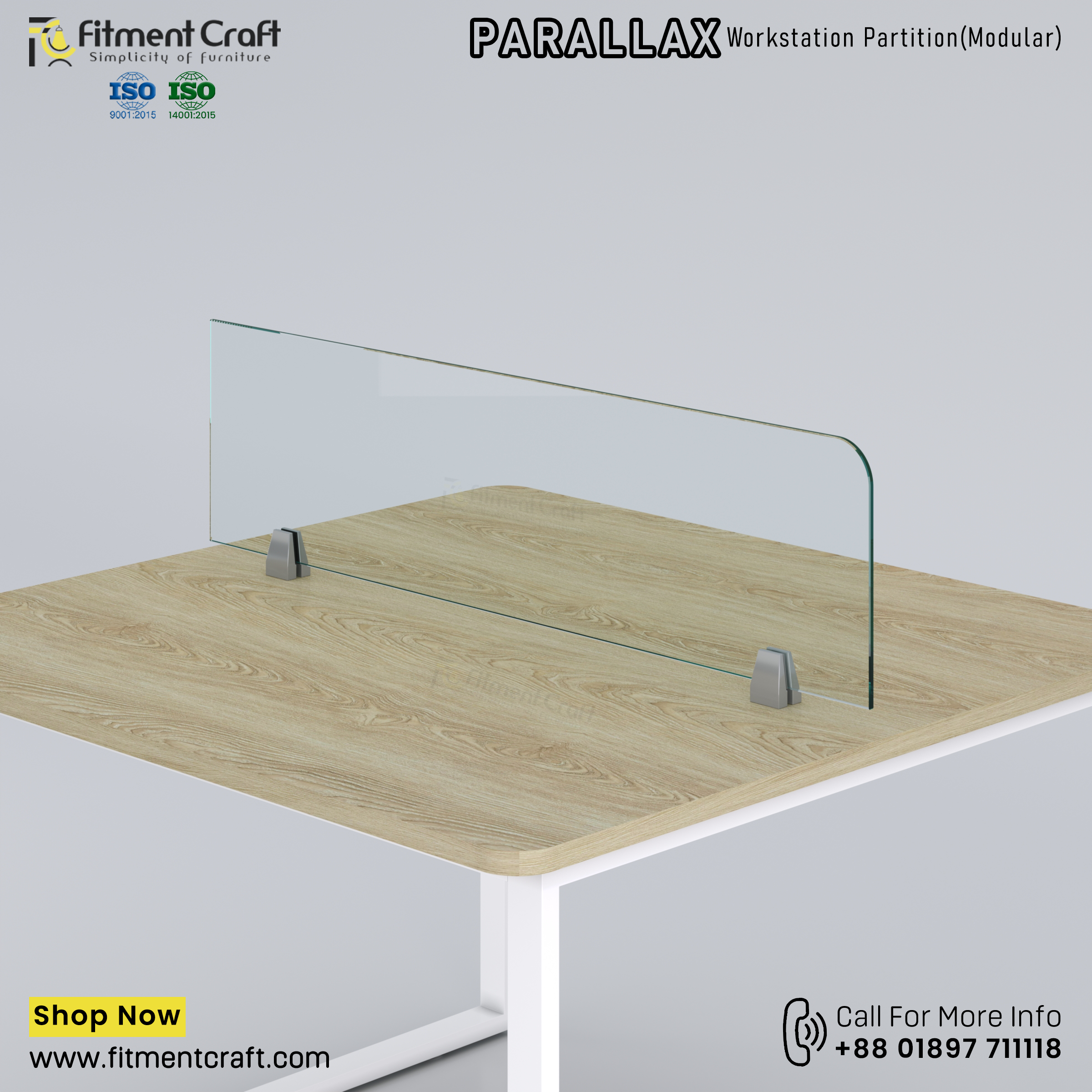 Parallax-Workstation Modular Partition (1150X300X8mm) । WSMP-ORG-001