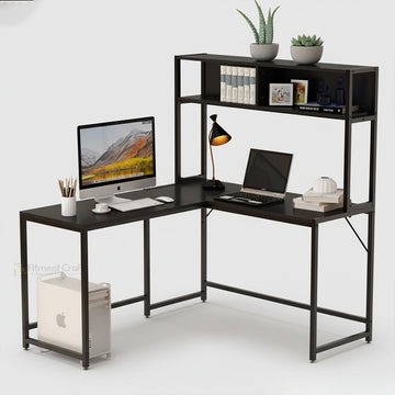 Modern L-Shape Desk with Hutch Bookshelf | TV9-003
