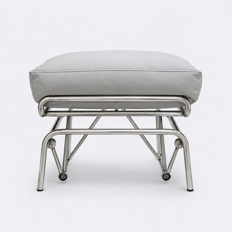 Relaxo cushioned recliner chair and footstool, premium grey lounge chair for relaxing, reading, and TV watching at home.