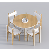 Red Oak-White / Table + 4 Chairs