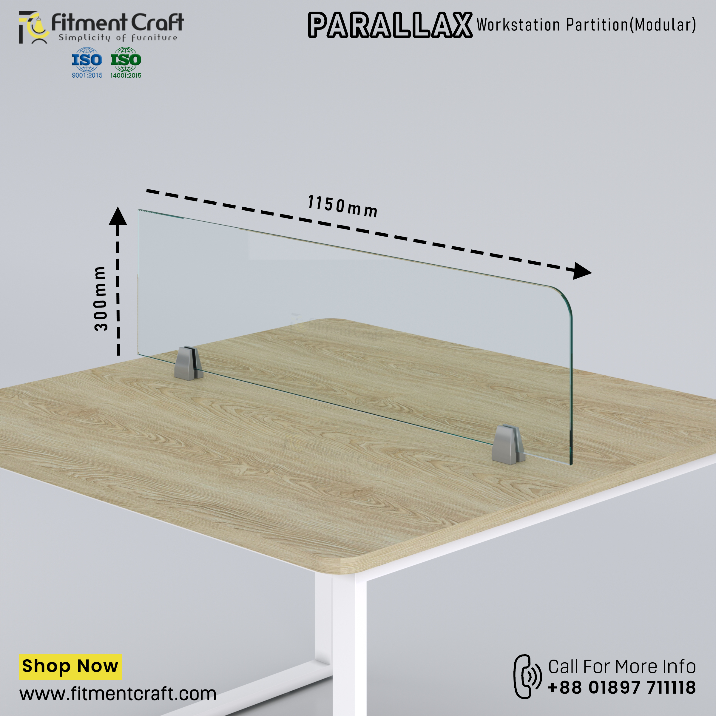 Parallax-Workstation Modular Partition (1150X300X8mm) । WSMP-ORG-001