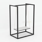 Elegant Indoor Swing with Black Metal Frame and Hanging Seat for Modern Living Room and Luxury Relaxation