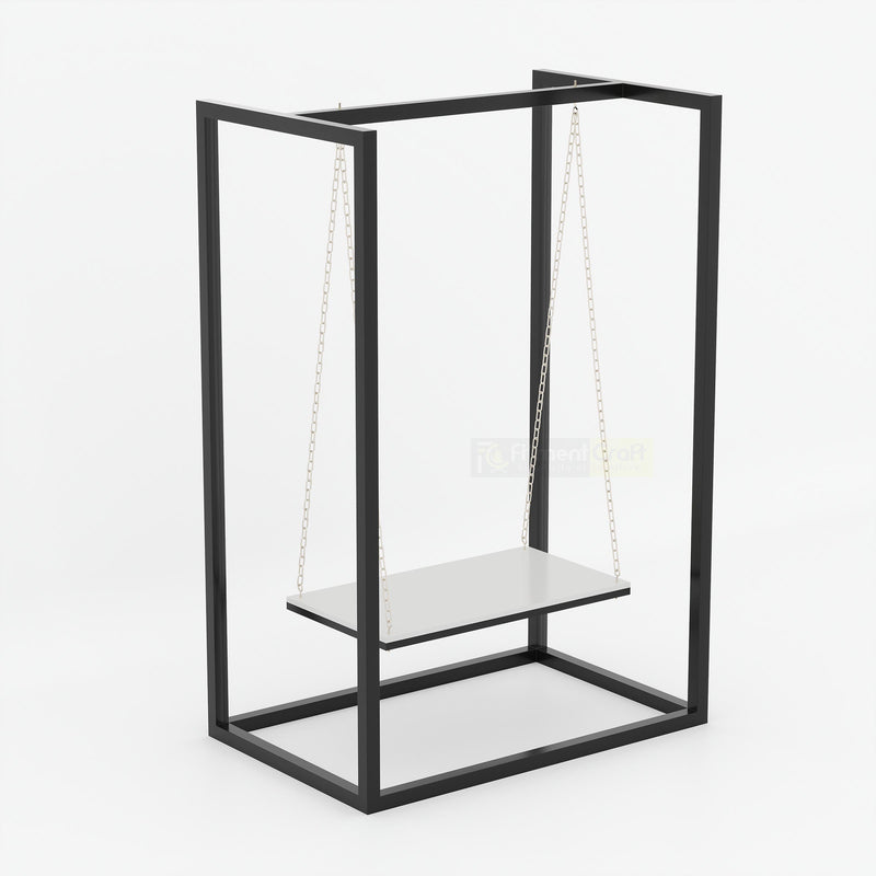 Elegant Indoor Swing with Black Metal Frame and Hanging Seat for Modern Living Room and Luxury Relaxation
