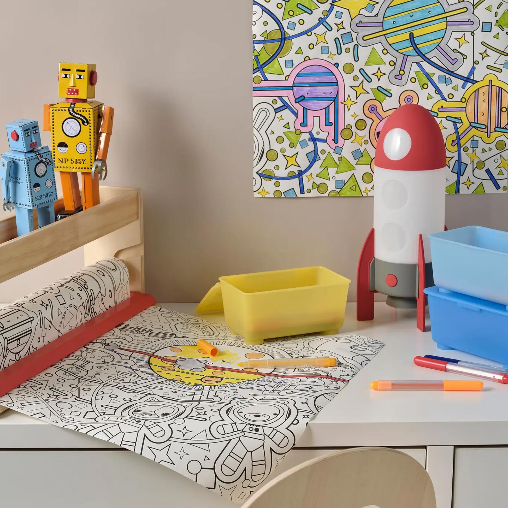Aftonsparv kids LED night lamp with rocket design, seven colors, safe table light for bedroom and study corner in BD now