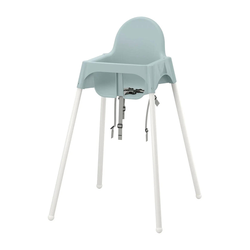 White Antilop baby high chair with tray and safety belt for easy feeding in kitchen, dining and restaurant use BD stores