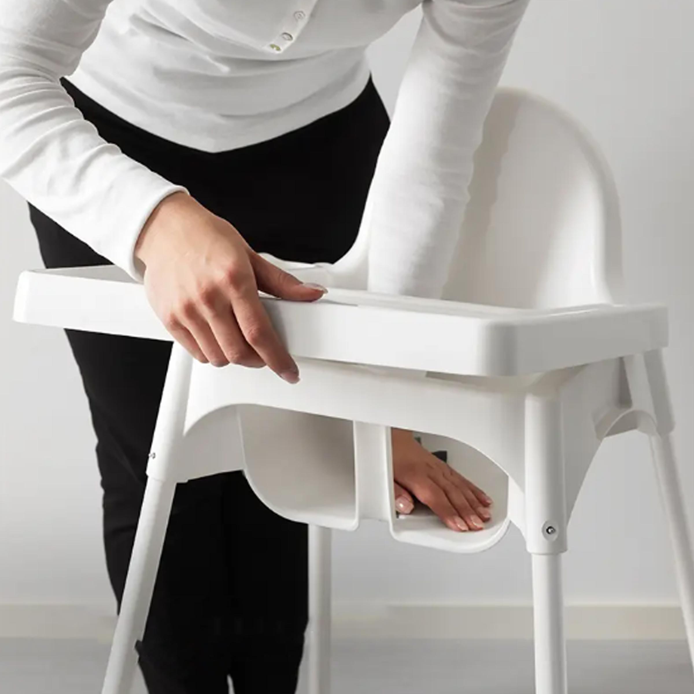 Antilop high chair for babies, white easy-clean feeding chair with tray and sturdy steel legs for Bangladesh family uses