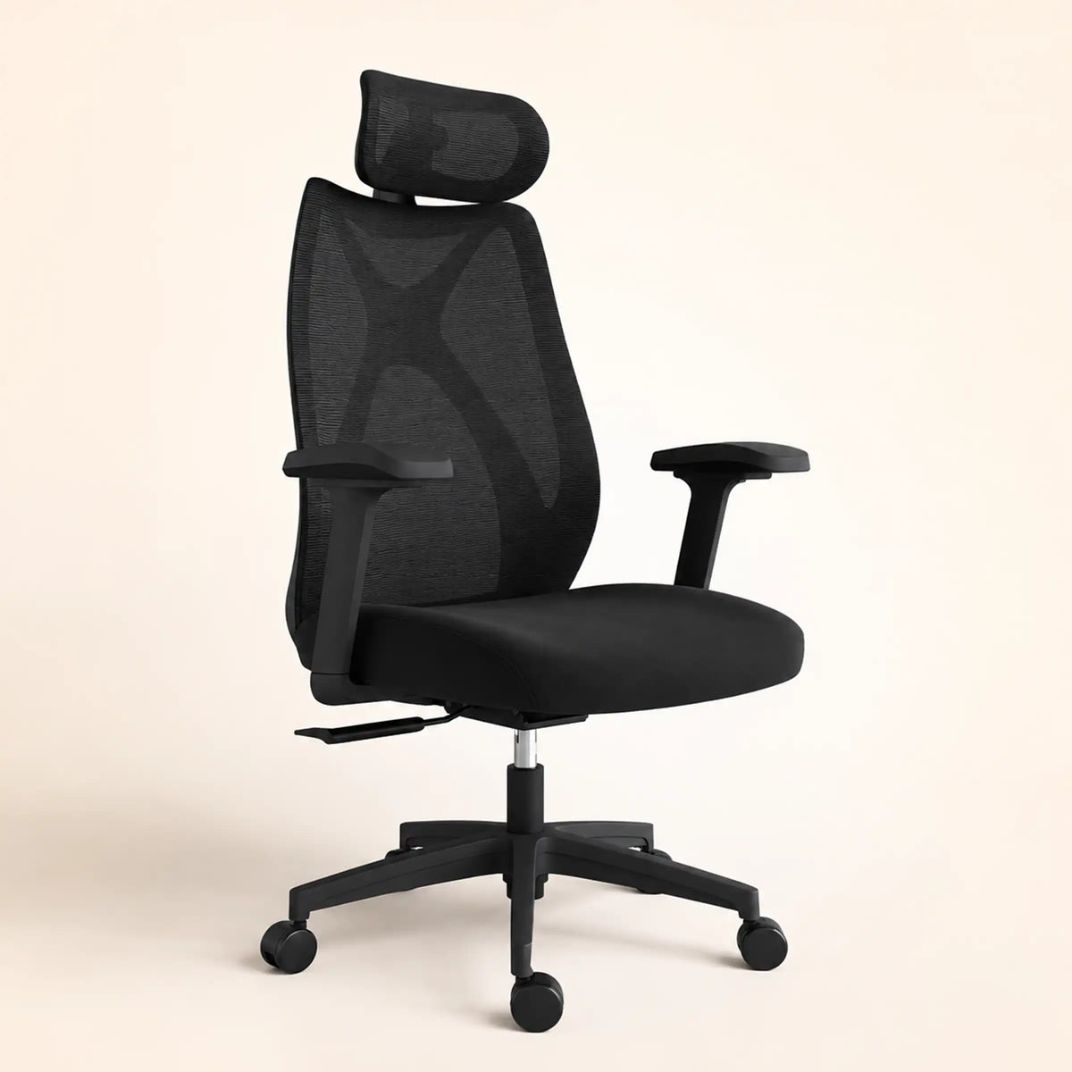 Aster executive chair shown from the front left in a dark upholstery option