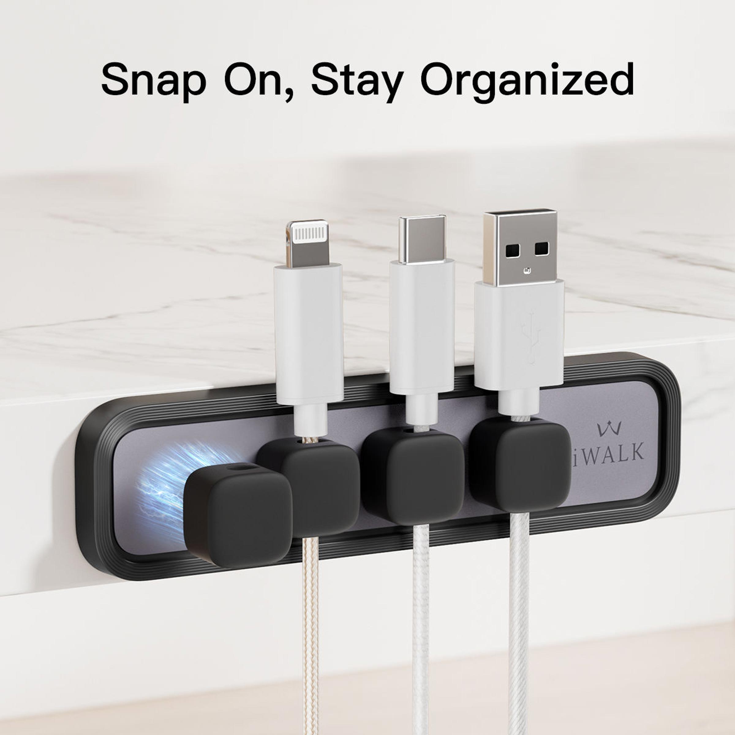 Magnetic Cable Clip Organizer with snap-on clips for 2-6mm cables, tidy workstation and study table setup in Bangladesh.