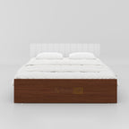 Buy Standard King Size Bed with rexin headboard and wooden finish for stylish bedroom decor.
