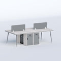 Cluster Face-to-Face Four Seater (Middle Organizer) Workstation with integrated storage, privacy panels, and ergonomic seating, designed for collaborative office environments and team productivity.