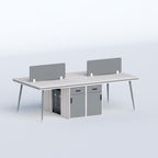 Cluster Face-to-Face Four Seater (Middle Organizer) Workstation with integrated storage, privacy panels, and ergonomic seating, designed for collaborative office environments and team productivity.