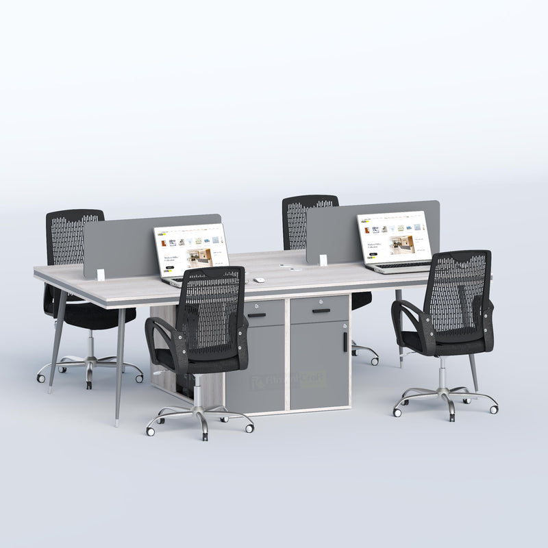 Cluster-Face to face Four seater (Middle Organizer) workstation