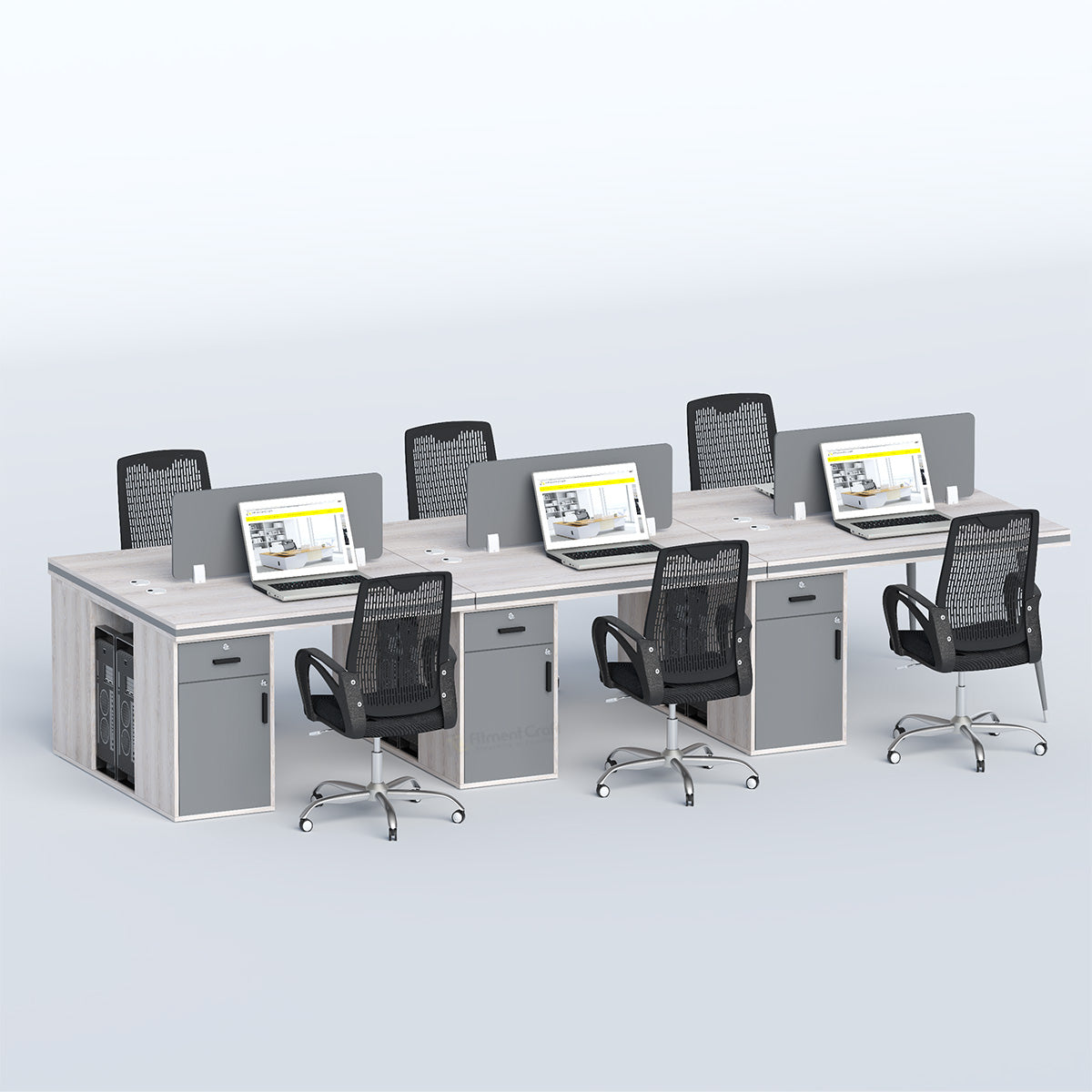 Cluster-Face to face Six seater workstation