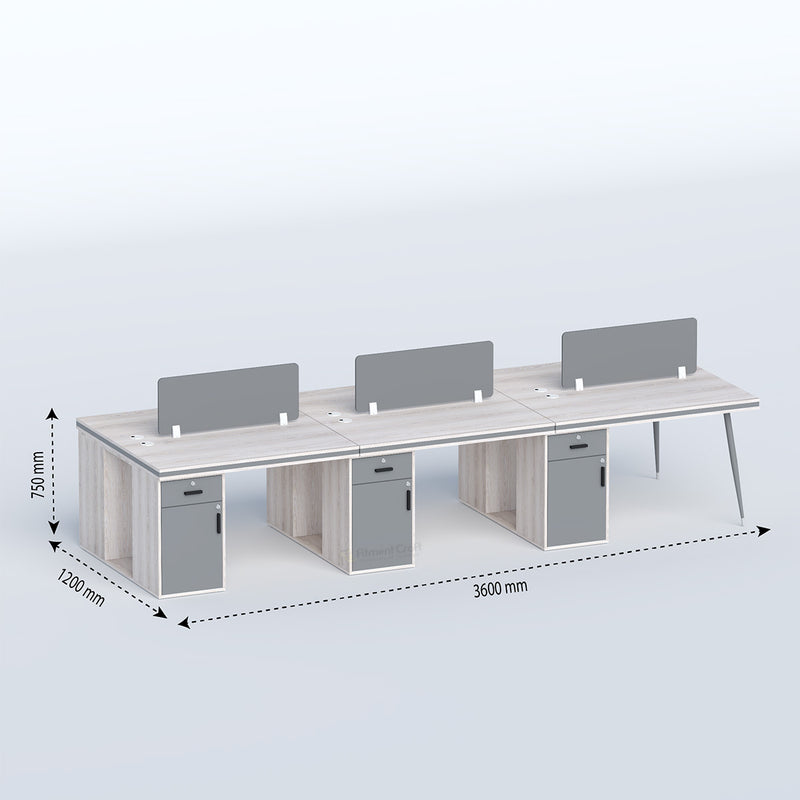 Cluster-Face to face Six seater workstation