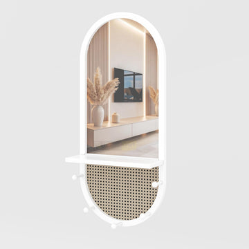 Corvo Wall Hanging Mirror with shelf and hooks for bedroom, dressing corner, and hallway wall decor in Bangladesh BD now