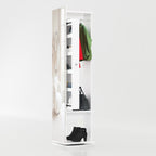Contemporary full-length mirror storage cabinet with rotating design and hidden organizer shelves for home