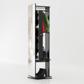 Modern standing mirror cabinet with rotating storage organizer and hanging space for dressing room use
