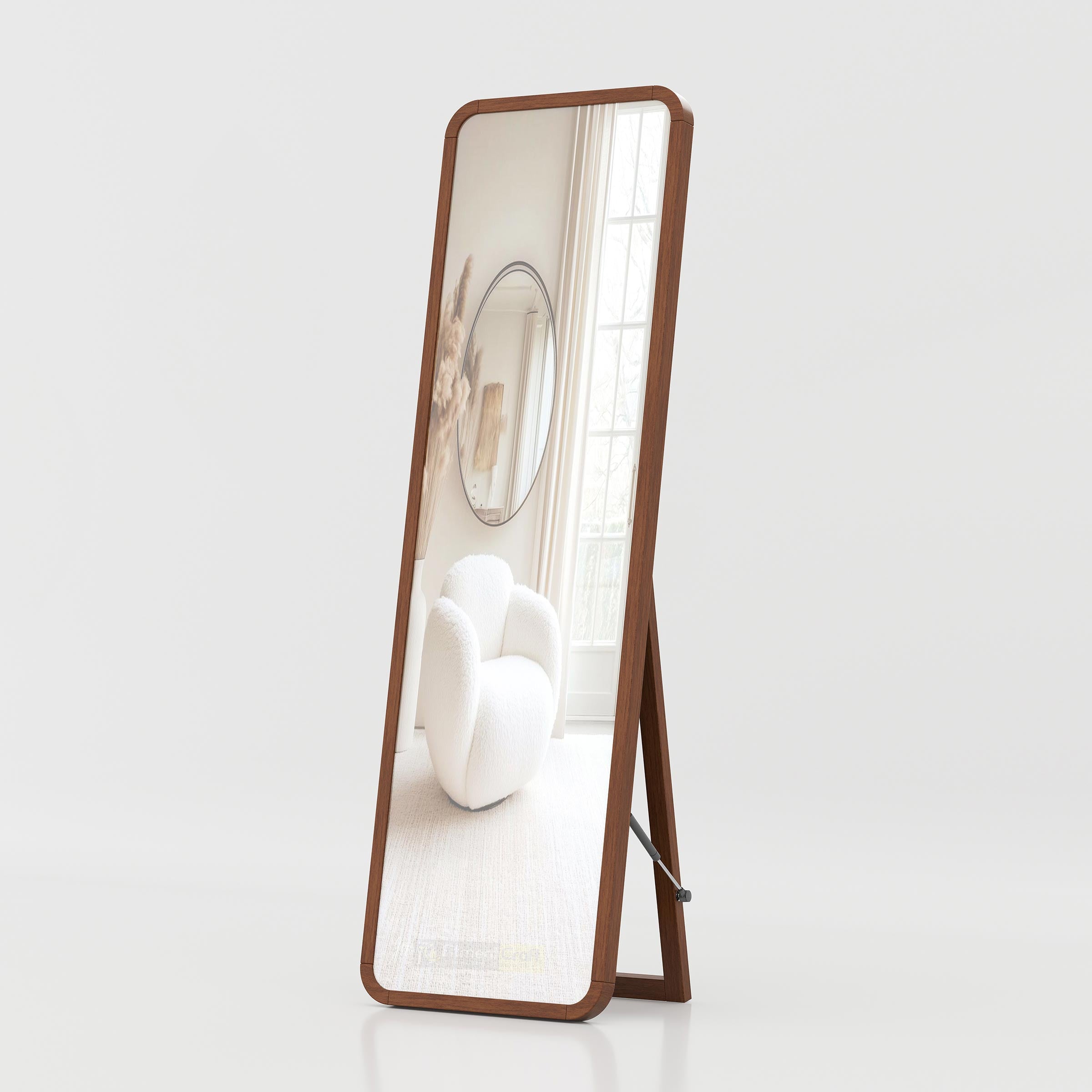 Full body floor mirror with premium mirror glass and minimalist solid wood frame for bedroom use
