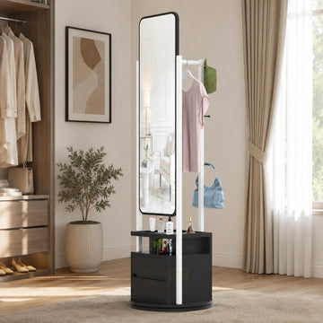 Dario Rotatable Mirror for bedroom dressing, storage drawers, and clothes hanging in modern Bangladesh homes online now.