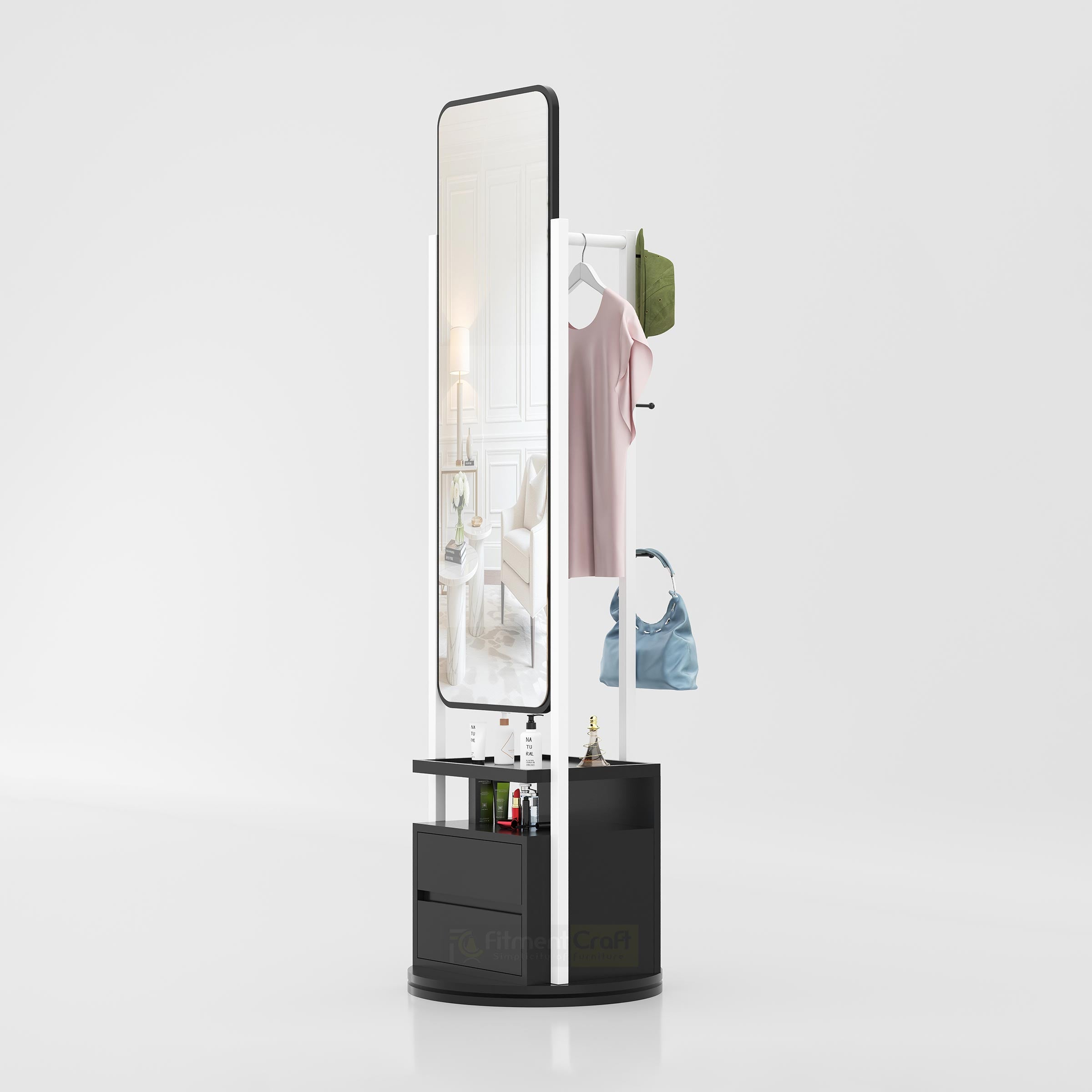 Modern Dario Rotatable Mirror for dressing room, bedroom corner, and compact apartment storage in Bangladesh today in BD