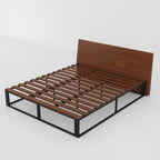 Davor Standard King Size Bed with wooden slats, black MS box frame and modern headboard for stylish bedroom comfort.