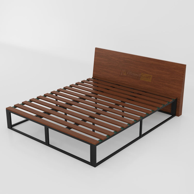 Davor Standard King Size Bed with wooden slats, black MS box frame and modern headboard for stylish bedroom comfort.