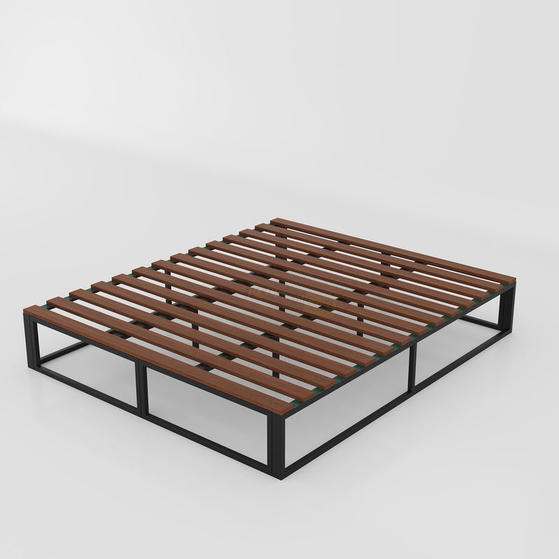 Buy Davor Standard King Size Bed in Bangladesh with wooden slats, MS box support and elegant modern headboard design.