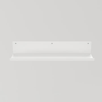 Durable white wall-mounted shelf with a sleek design, suitable for displaying decor and organizing essentials.