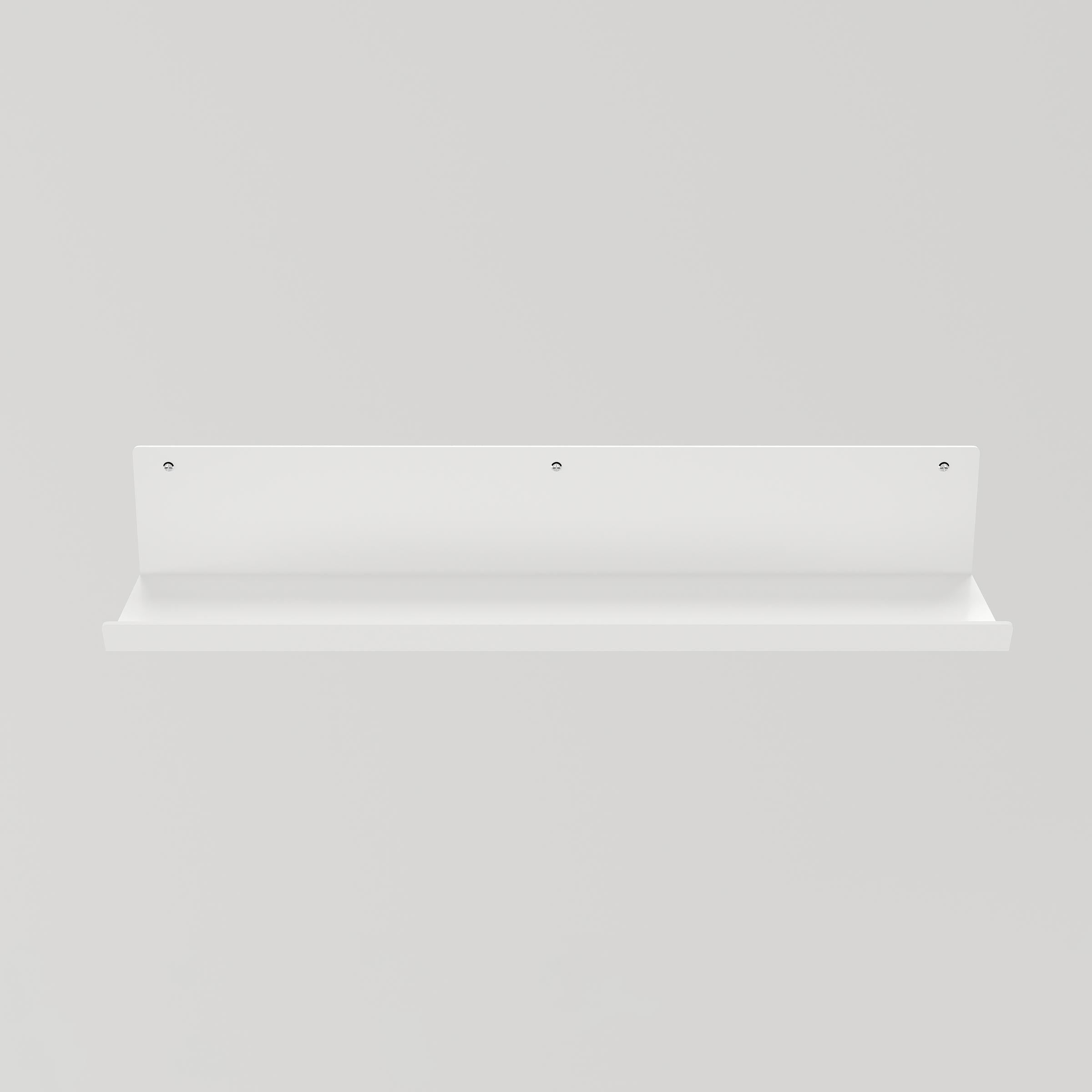 Durable white wall-mounted shelf with a sleek design, suitable for displaying decor and organizing essentials.