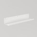 Wall-mounted white shelf with clean lines and a modern look, designed for compact and elegant storage.