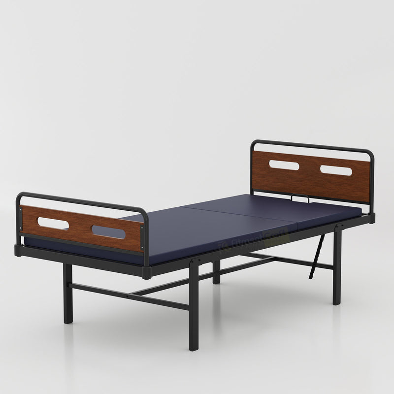 Hospital ward bed with comfortable mattress platform and patient support