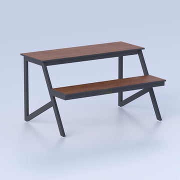 Stylish classroom furniture bench with industrial metal frame and smooth laminating board surface finish