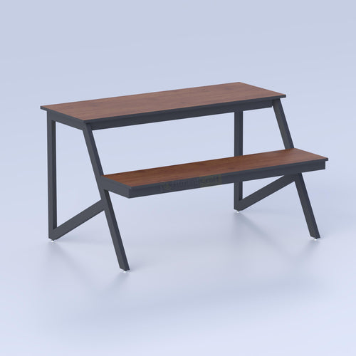 Stylish classroom furniture bench with industrial metal frame and smooth laminating board surface finish