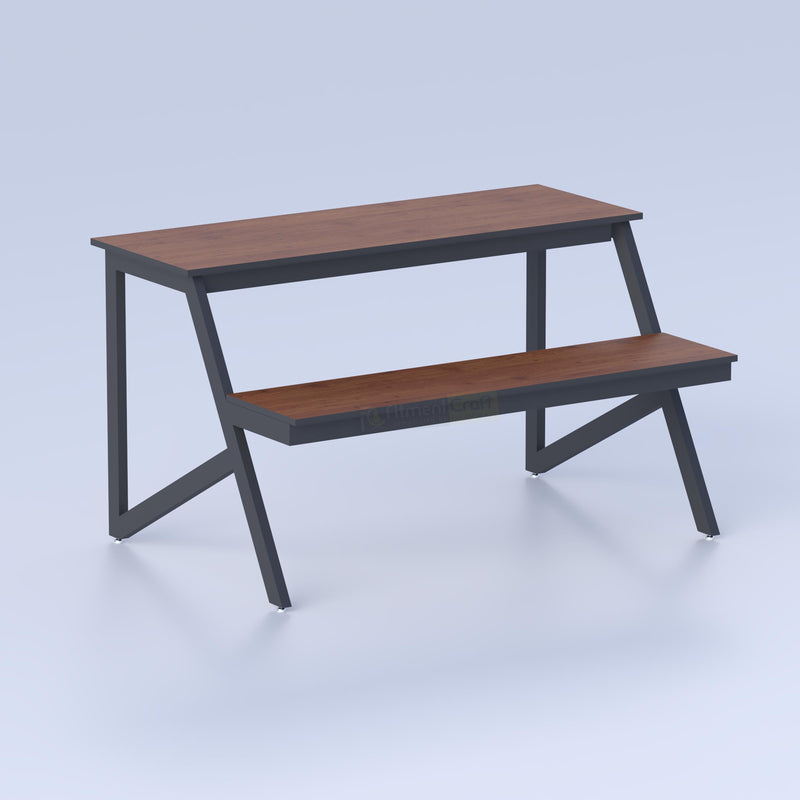 Stylish classroom furniture bench with industrial metal frame and smooth laminating board surface finish