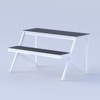 Contemporary student bench for educational institutions featuring powder coated steel frame and modern seating