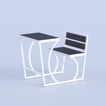 Durable school furniture set featuring modern curved metal frame and comfortable student seating design