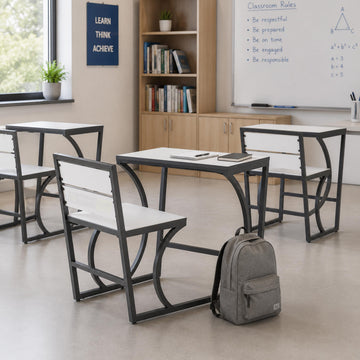 Modern Dorin school table and chair set with laminating board top and durable mild steel frame in Bangladesh