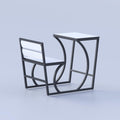 Compact student desk and chair with powder coated steel frame and laminating board surface for classrooms