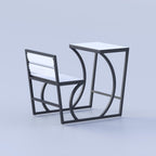 Compact student desk and chair with powder coated steel frame and laminating board surface for classrooms