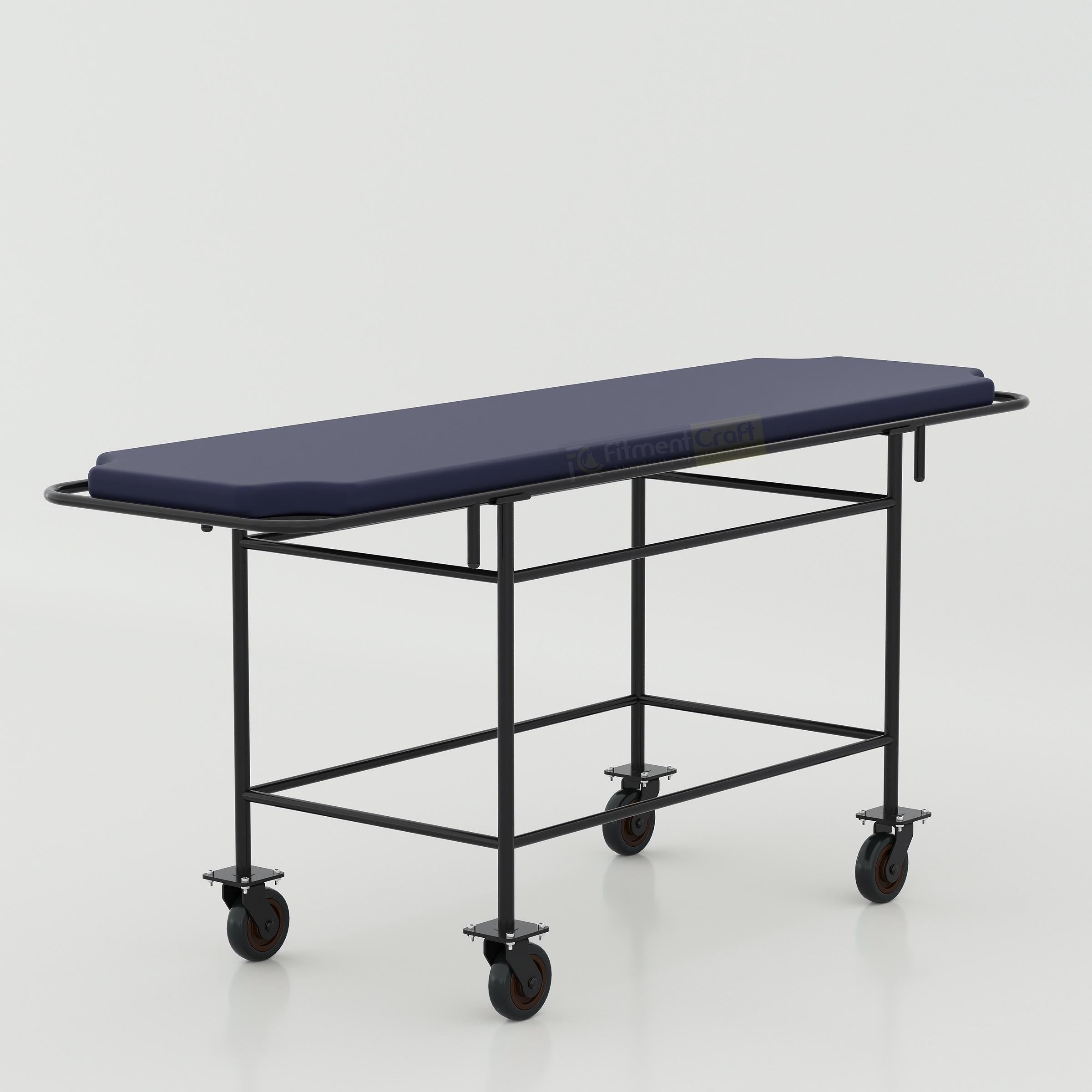 Healthcare patient transport trolley with durable frame and easy maneuverability