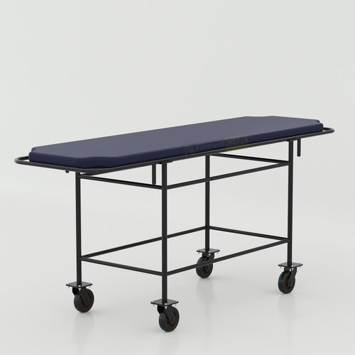 Healthcare patient transport trolley with durable frame and easy maneuverability