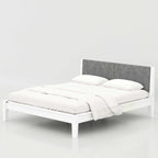 Enora Bed - Headboard+Cusion Version with soft fabric headboard and durable wooden structure for modern master bedrooms.