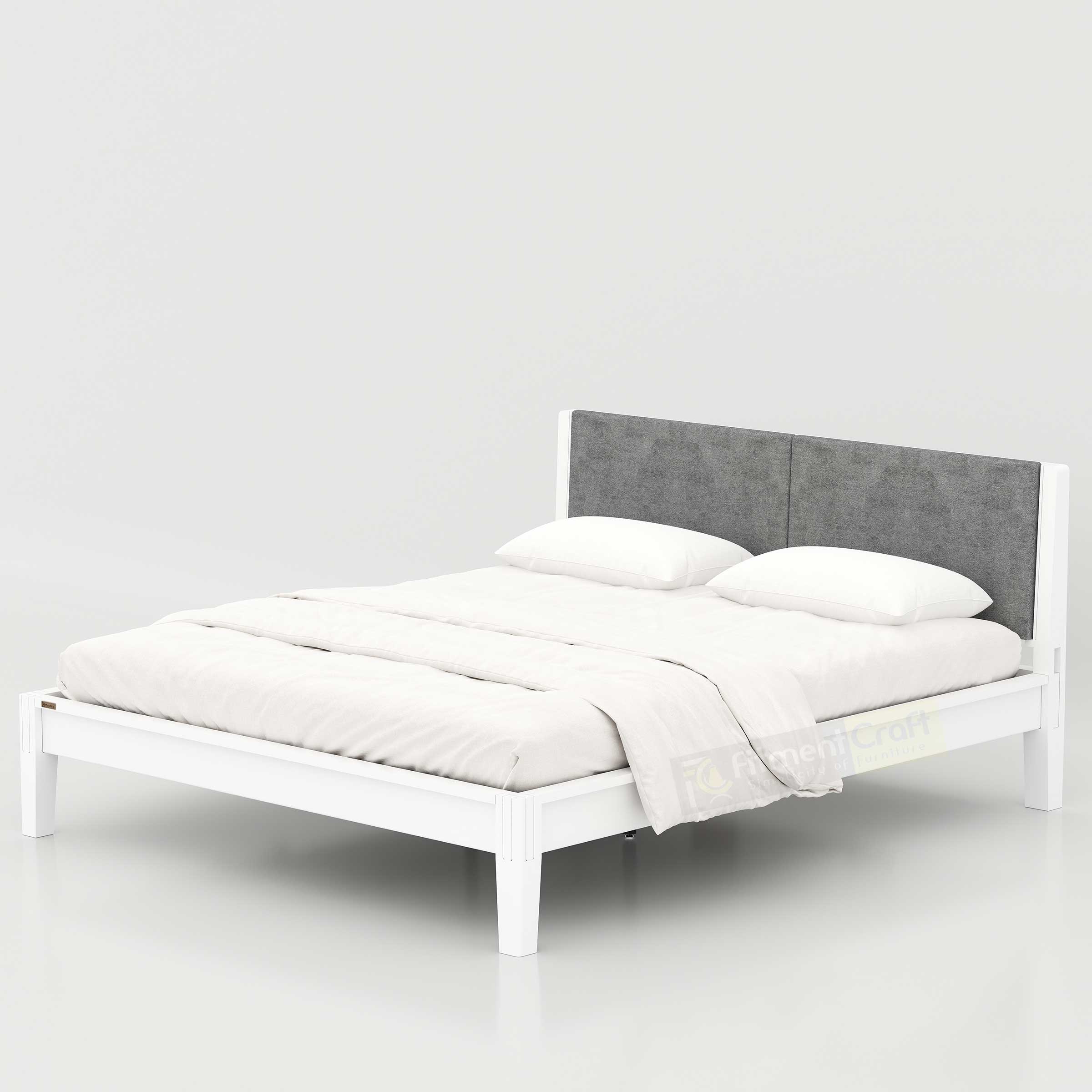 Enora Bed - Headboard+Cusion Version with soft fabric headboard and durable wooden structure for modern master bedrooms.