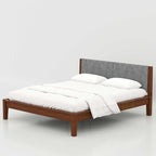Enora Bed - Headboard+Cusion Version king bed featuring cushioned headboard, wood finish, and minimalist bedroom design.