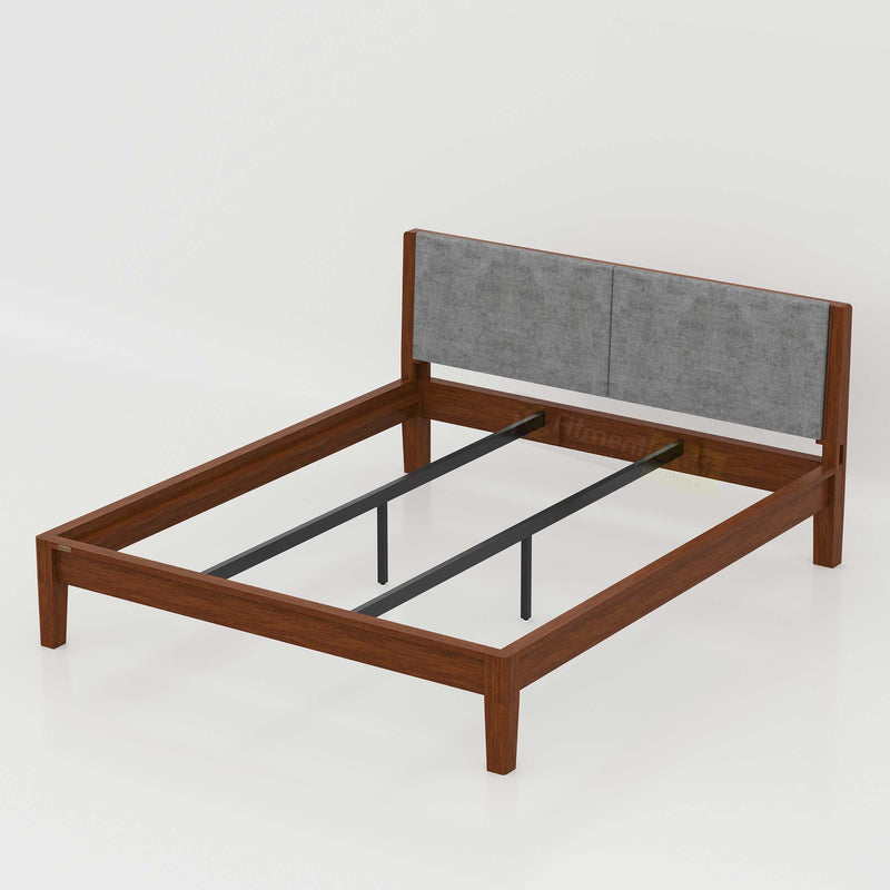Enora Bed - Headboard+Cusion Version modern king bed with cushioned headboard and strong wooden construction for daily use.